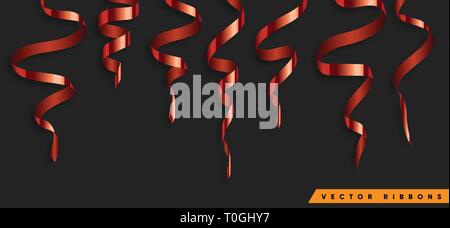 Set aus bunten Farbband für Feier oder Party Abbildung. Deko Vektorgrafiken isoliert. Element der Geburtstag oder Grußkarte, Urlaub oder anniver Stock Vektor