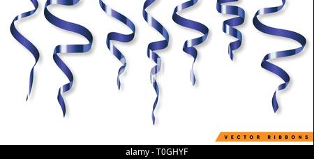 Set aus bunten Farbband für Feier oder Party Abbildung. Deko Vektorgrafiken isoliert. Element der Geburtstag oder Grußkarte, Urlaub oder anniver Stock Vektor