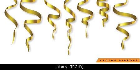 Set aus bunten Farbband für Feier oder Party Abbildung. Deko Vektorgrafiken isoliert. Element der Geburtstag oder Grußkarte, Urlaub oder anniver Stock Vektor