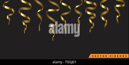 Set aus bunten Farbband für Feier oder Party Abbildung. Deko Vektorgrafiken isoliert. Element der Geburtstag oder Grußkarte, Urlaub oder anniver Stock Vektor