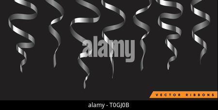 Set aus bunten Farbband für Feier oder Party Abbildung. Deko Vektorgrafiken isoliert. Element der Geburtstag oder Grußkarte, Urlaub oder anniver Stock Vektor
