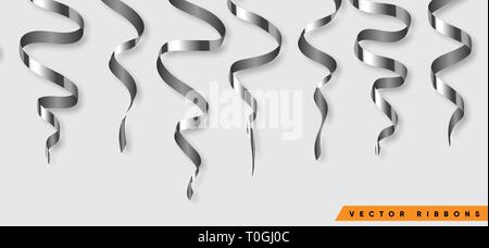 Set aus bunten Farbband für Feier oder Party Abbildung. Deko Vektorgrafiken isoliert. Element der Geburtstag oder Grußkarte, Urlaub oder anniver Stock Vektor