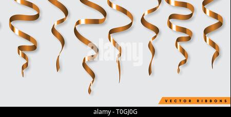 Set aus bunten Farbband für Feier oder Party Abbildung. Deko Vektorgrafiken isoliert. Element der Geburtstag oder Grußkarte, Urlaub oder anniver Stock Vektor