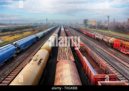 Bahnhof Güterzüge, Cargo Transport Stockfoto