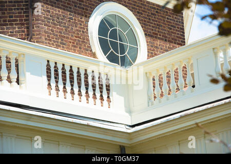 Trompe l'Oeil Balustrade gestaltet von Thomas Jefferson, Monticello. Charlottesville, Virginia, USA, horizontale Ansicht Stockfoto