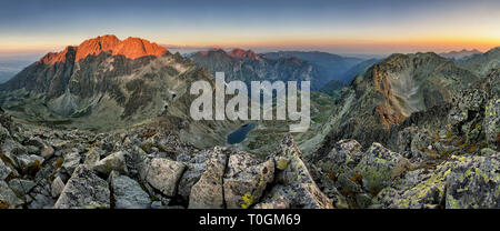 Tatra - Gerlach Peak bei Sonnenaufgang, Berge Stockfoto