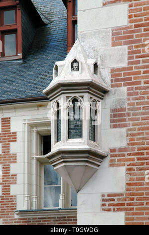 Erkerfenster auf Schloss Clos LucÃ © in Amboise, letzter Wohnsitz von Leonardo da Vinci Stockfoto