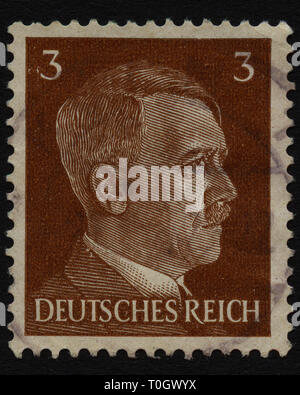 Ns-DEUTSCHLAND - ca. 1941. Briefmarke mit dem Porträt von Adolf Hitler ein deutscher Politiker und Führer der Nsdap 1933-1945. Stockfoto