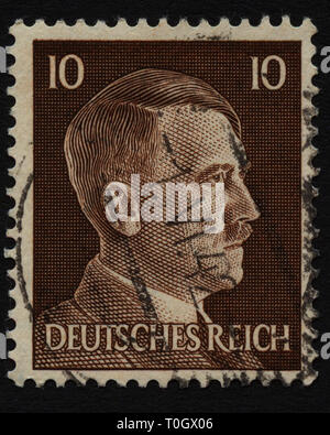 Ns-DEUTSCHLAND - ca. 1941. Briefmarke mit dem Porträt von Adolf Hitler ein deutscher Politiker und Führer der Nsdap 1933-1945. Stockfoto