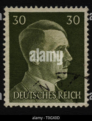 Ns-DEUTSCHLAND - ca. 1941. Briefmarke mit dem Porträt von Adolf Hitler ein deutscher Politiker und Führer der Nsdap 1933-1945. Stockfoto
