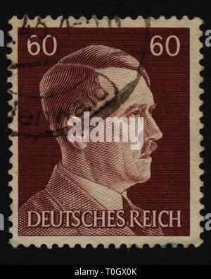 Ns-DEUTSCHLAND - ca. 1941. Briefmarke mit dem Porträt von Adolf Hitler ein deutscher Politiker und Führer der Nsdap 1933-1945. Stockfoto