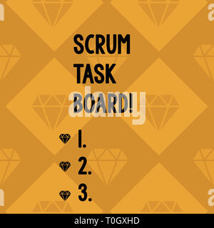 Konzeptionelle Hand schreiben Übersicht Scrum Task Board. Begriff Sinne visuelle Anzeige Fortschritt der Mannschaft während der Aufgabe oder Operation geometrische Farbe Form Til Stockfoto