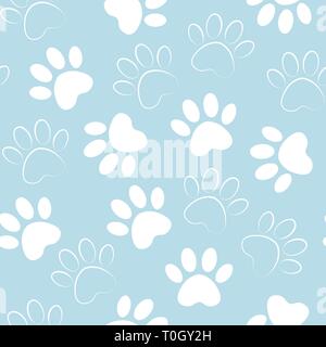 Hintergrund mit Schattenrissen von Katze oder Hund Platzbedarf. Vector Illustration animal paw-Pattern. Pfotenabdruck nahtlos. Stock Vektor