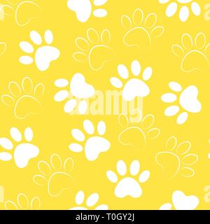 Hintergrund mit Schattenrissen von Katze oder Hund Platzbedarf. Vector Illustration animal paw-Pattern. Pfotenabdruck nahtlos. Stock Vektor