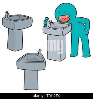 Vektor einrichten von Trinkwasser Brunnen Stock Vektor