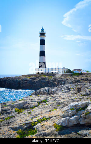 Menorca Leuchtturm Cap de Artrutx Cala n' Bosch. Cami de cavalls Spanien Stockfoto