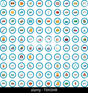100 Industrie Symbole, Cartoon Stil Stock Vektor
