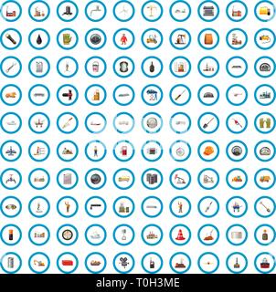 100 Industrie Symbole, Cartoon Stil Stock Vektor