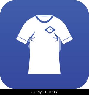 T-Shirt mit Flagge von Brasilien unterzeichnen Symbol digital Blau Stock Vektor