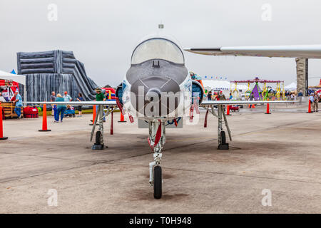 NASA T-38 Talon Aircraft auf der 2018 Wings Over Houston Air Show in Houston, Texas. Zu den Highlights zählten Blue Angels und andere Flugprogramme. Stockfoto