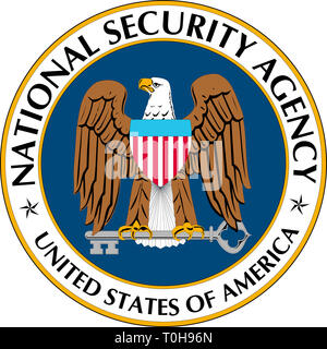 Siegel der NSA die National Security Agency der Vereinigten Staaten von Amerika mit Sitz in Crypto City - USA. Stockfoto
