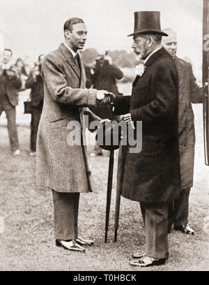 Prinz Albert mit Vater George V in Richmond Royal Horse Show 1928 Stockfoto