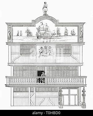Alte vintage Foto der Fassade der alten East India House, London, England Stockfoto