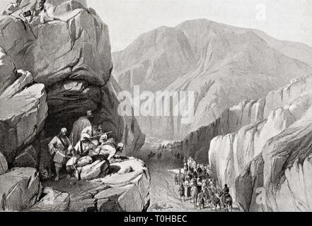 Die britischen Truppen traverse Sir ich Khajur in Bolan Pass im Jahr 1839 Stockfoto