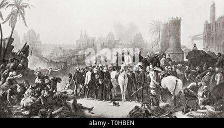 Konferenz von Sir Colin Campbell mit Havelock und Outram in Lucknow, 1857 Stockfoto