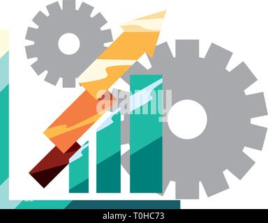 Finanzdiagramm Zahnräder Pfeil Stock Vektor Illustration Stock Vektor