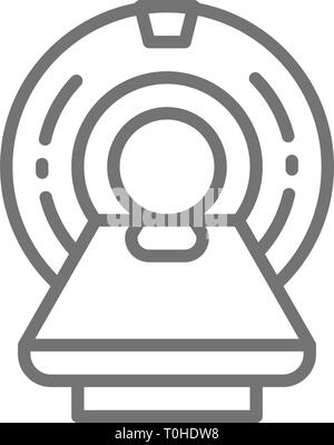 Mrt-Scanner, Magnetic Resonance Imaging Device, medizinische Geräte, Tomographie Symbol Leitung. Stock Vektor