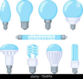 Bunte cartoon Glühlampe set Stock Vektor