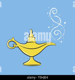 Golden Magic Lamp arabischen Märchen drei Wünsche Vektor-illustration EPS 10. Stock Vektor