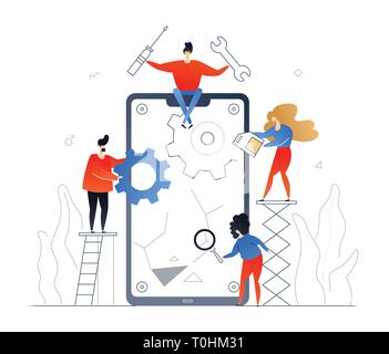 Mobile Reparatur Service - flaches design Stil bunte Illustration Stock Vektor