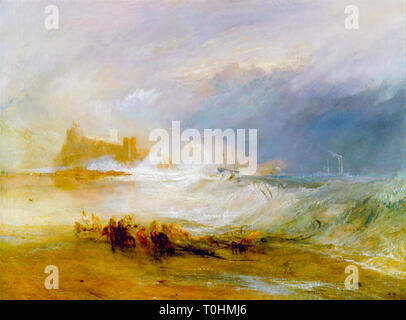 JMW Turner, Bergungsfahrzeuge, Küste von Northumberland, mit einem Steam-Boat Unterstützung ein Schiff vor der Küste, Malerei, C. 1833 Stockfoto