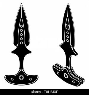Push dagger gefärbt. Schwarz füllen. Stock Vektor