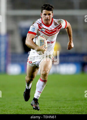 St Helens Heiligen Lachlan Coote in Aktion gegen London Broncos, während der Betfred Super League Match an der völlig Gottlosen Stadion, St Helens. Stockfoto