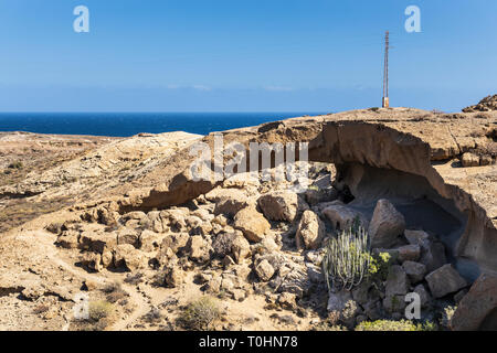 Bogen von Tajao, eine vulkanische Landschaft, pyroklastische Ablagerungen, durch Zusammenbruch und Erosion gebildet, Teneriffa, Kanarische Inseln, Spanien Stockfoto