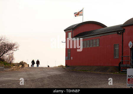 Rettungsboot Station am Strand Caister-on-Sea, Norfolk, Großbritannien Stockfoto