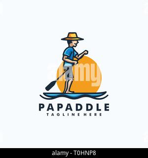 Papa Paddel Design Konzeption Illustration Vektor Vorlage. Geeignet für kreative Industrie, Multimedia, Entertainment, Ausbildungen, Shop, und alle damit verbundenen Stock Vektor