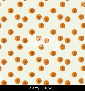 Vektorbild von Münzen nach unten fallen, nahtlose Muster 10 eps Stock Vektor