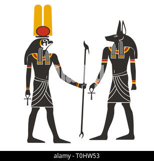 Ägyptischen Pyramiden alten chacal Anubis Abbildung: Hieroglyphen Stockfoto