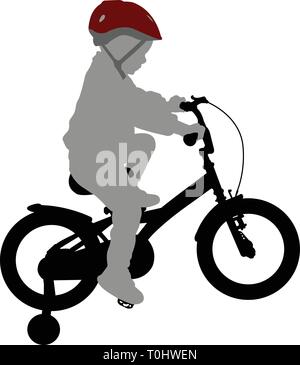 Little boy Reiten Fahrrad hochwertige Silhouette-Vektor Stock Vektor