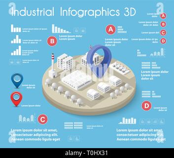 Stadt isometrische Bunte Stock Vektor