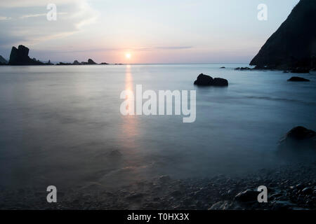 Asturien, Spanien. Landschaft der Strand des Schweigens. Playas Stockfoto