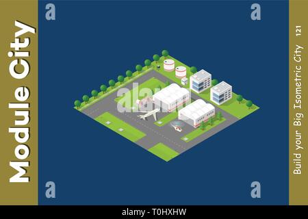 Stadt isometrische 3D-Flughafen Stock Vektor