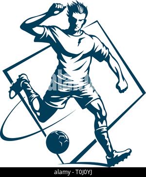 Fußball oder Football Player, stilisierte monochromen Vector Illustration. Stock Vektor