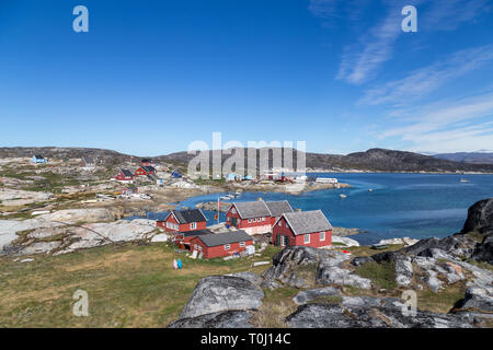 Kleines Dorf Rodebay in Grönland Stockfoto