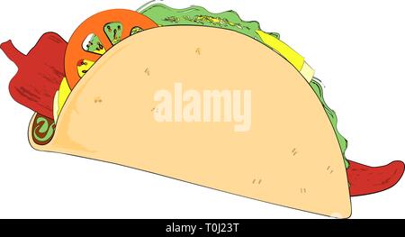 Detaillierte Vektor der Zeichnung ein Taco isoliert Stock Vektor