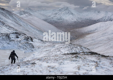 Winterliche Panorama der Grey Corries und Mamores, Schottland Stockfoto